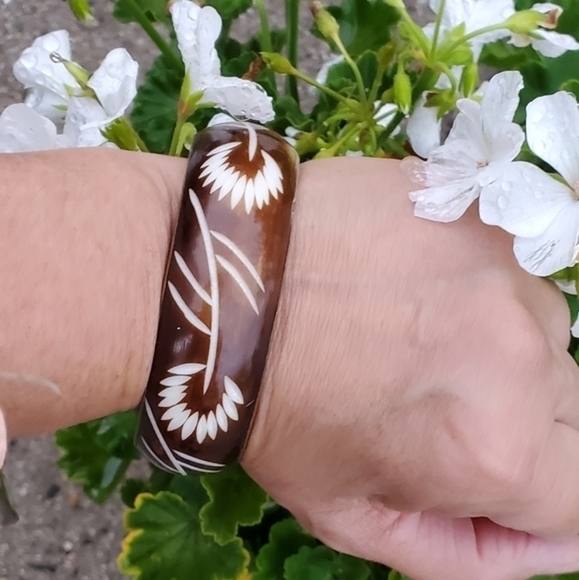 VTG Etched enamel bracelet - Picture 1 of 3